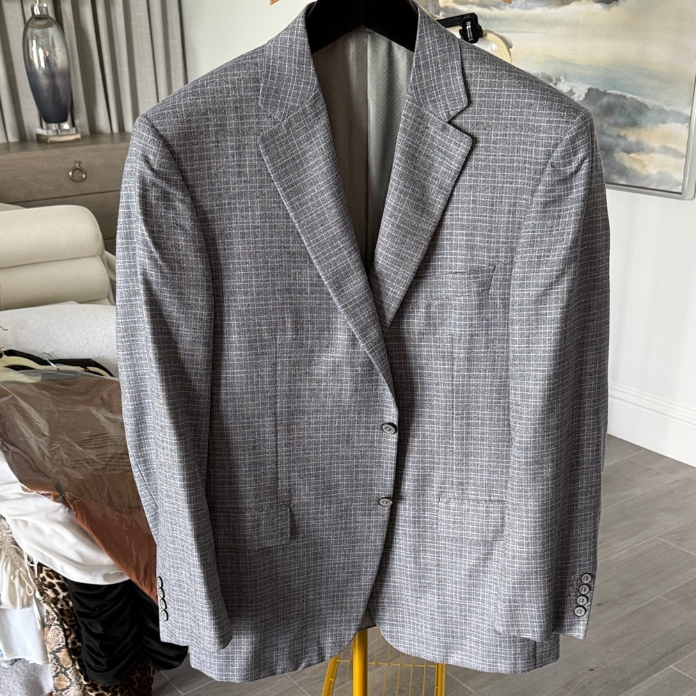 Canali Men's Light Gray Plaid Blazer